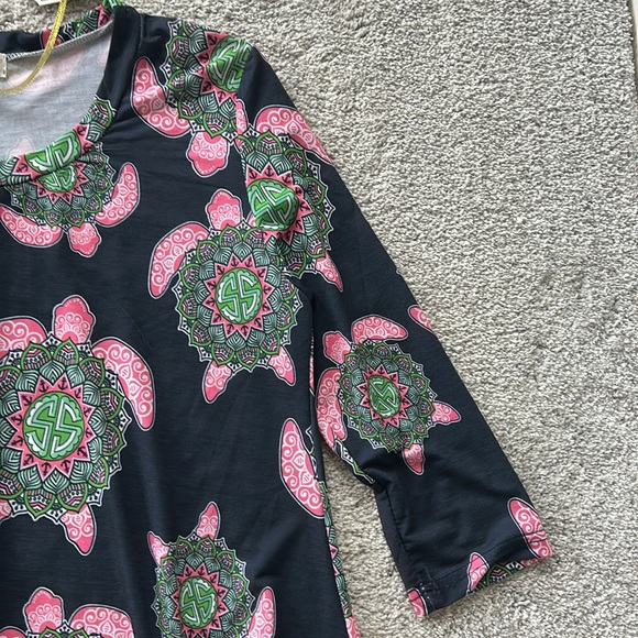 Simply Southern 3/4 Sleeve Boho Turtle Dress/Tunic - Picture 3 of 6